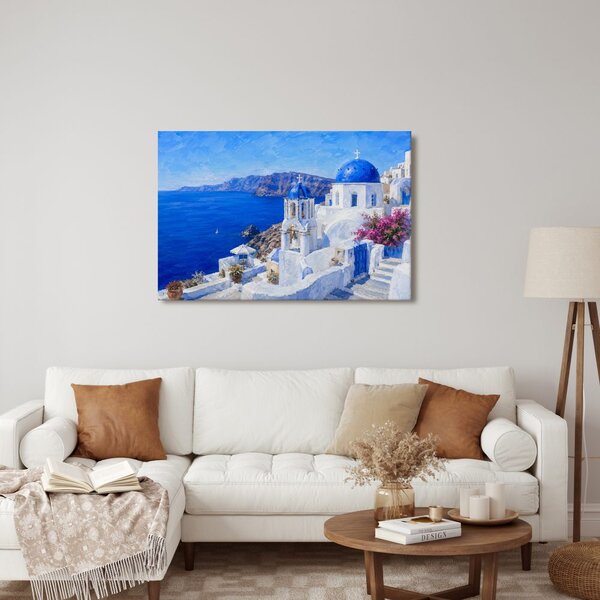 Kép santorini kék kupolái