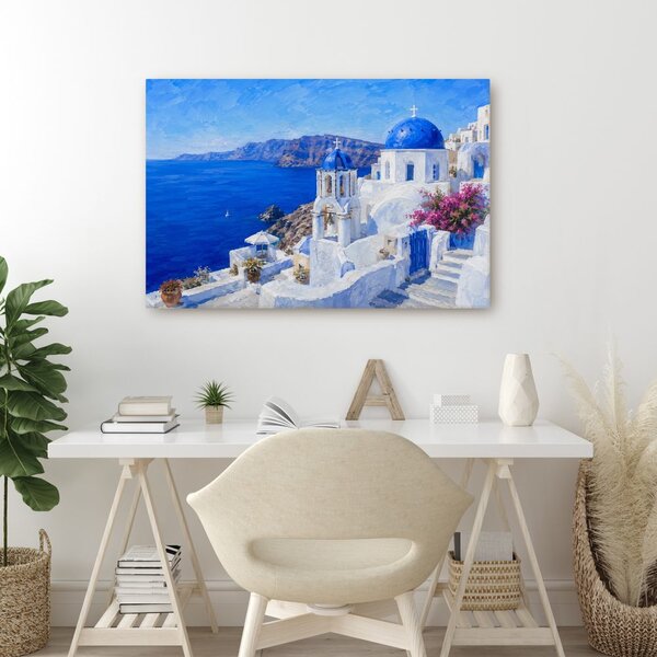 Kép santorini kék kupolái