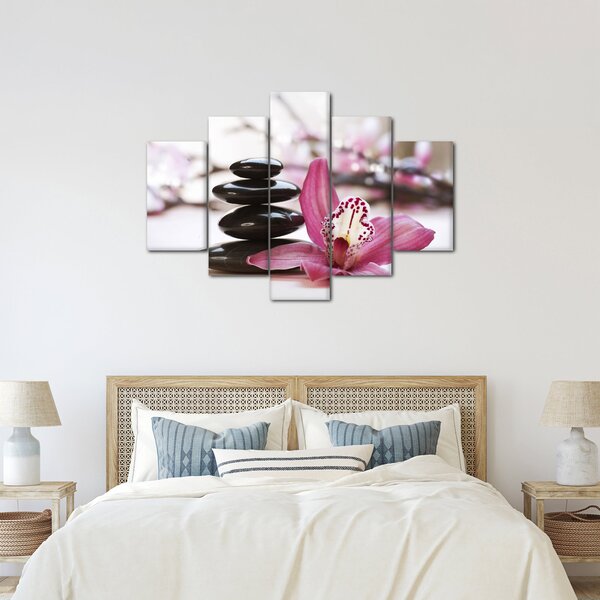 Masszázs kövek és orchideák képe (150x105 cm)