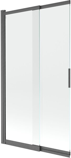 Mexen Fox kádparaván 2-szárnyú toló 100 x 150 cm, átlátszó, gun gray kefe - 891-100-002-66-00