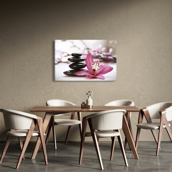 Masszázs kövek és orchideák képe (90x60 cm)