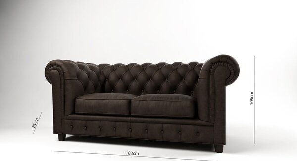 Sötétbarna bársony kanapé 184 cm Cambridge – Ropez