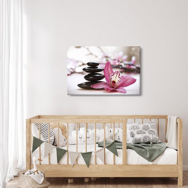 Masszázs kövek és orchideák képe (90x60 cm)