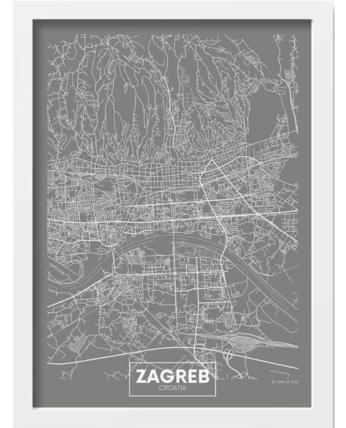 Keretezett poszter 40x55 cm Zagreb – Wallity