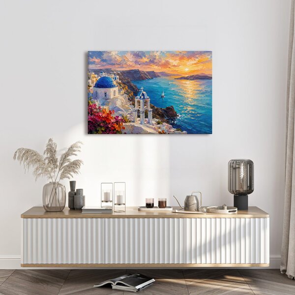 Kép santorini partja naplementében