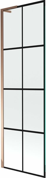 Mexen Next L fürdőkád paraván 1-szárnyú 60 x 150 cm, fekete rács, rózsaarany - 895-060-000-03-77-60
