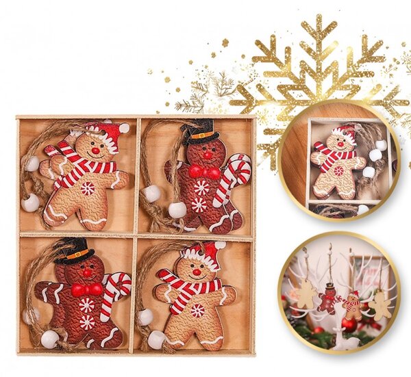 Karácsonyi fa díszek készlete GINGERBREAD, 12 db