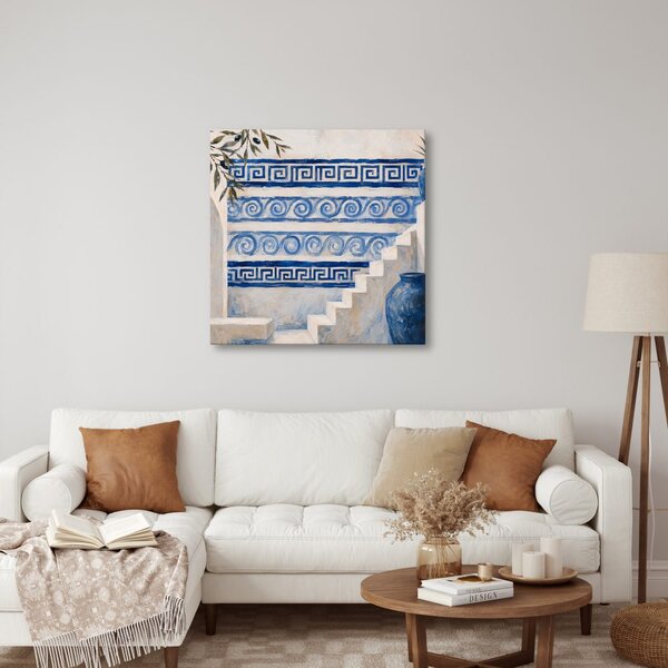 Kép mediterrán lépcső kék ornamentikával