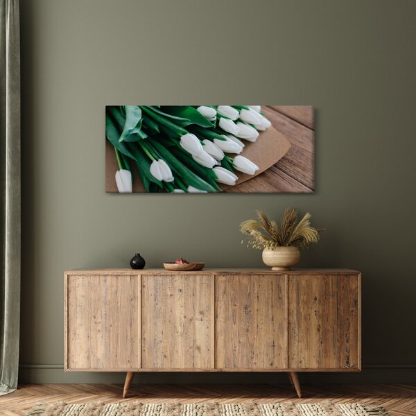 Egy csokor fehér tulipán képe (120x50 cm)