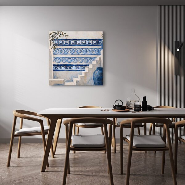 Kép mediterrán lépcső kék ornamentikával