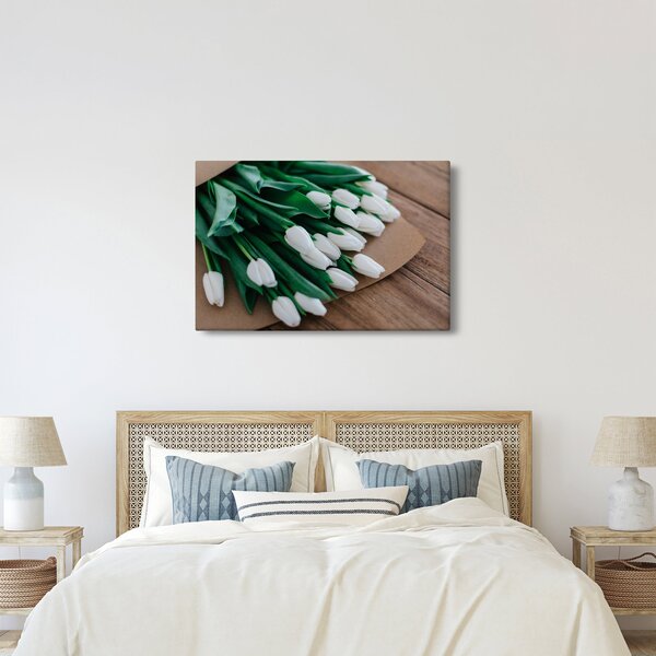 Egy csokor fehér tulipán képe (90x60 cm)