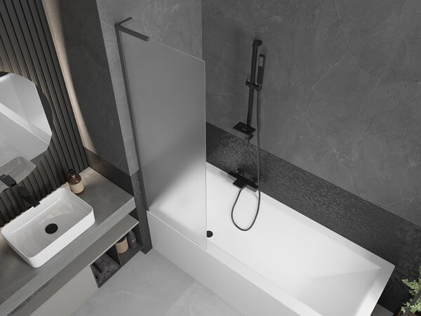Mexen Next L egy szárnyas fürdőkádparaván 60 x 150 cm, zúzmara, gun metal - 895-060-000-03-30-95