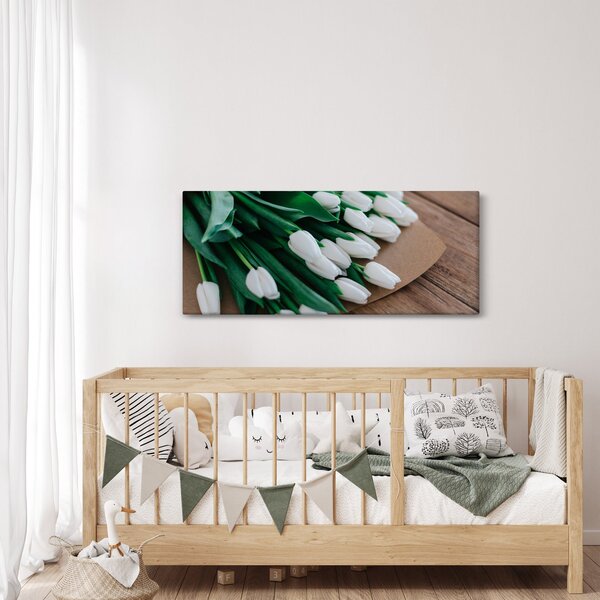 Egy csokor fehér tulipán képe (120x50 cm)