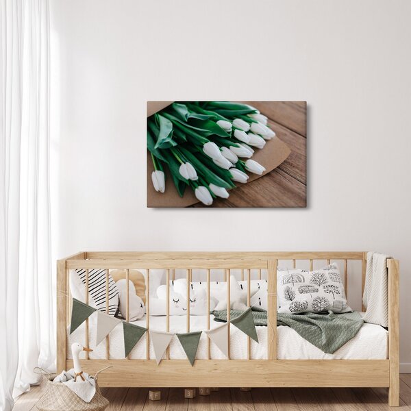 Egy csokor fehér tulipán képe (90x60 cm)