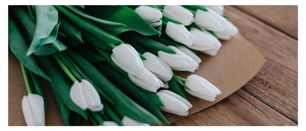 Egy csokor fehér tulipán képe (120x50 cm)