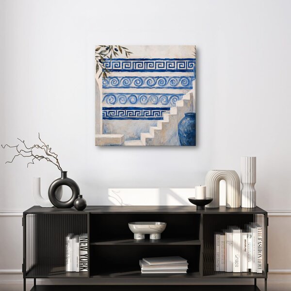 Kép mediterrán lépcső kék ornamentikával