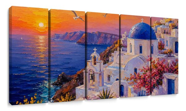 5 részes kép santorini partvidéke naplementében