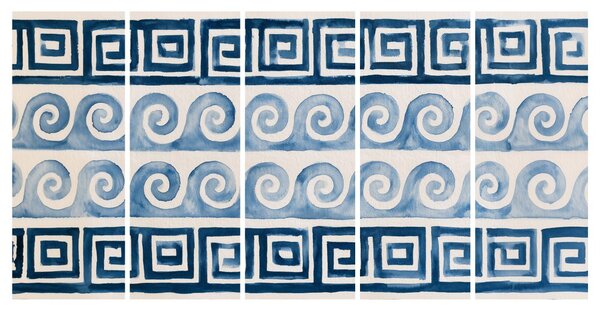 5 részes kép kék spirálok és ornamentikák