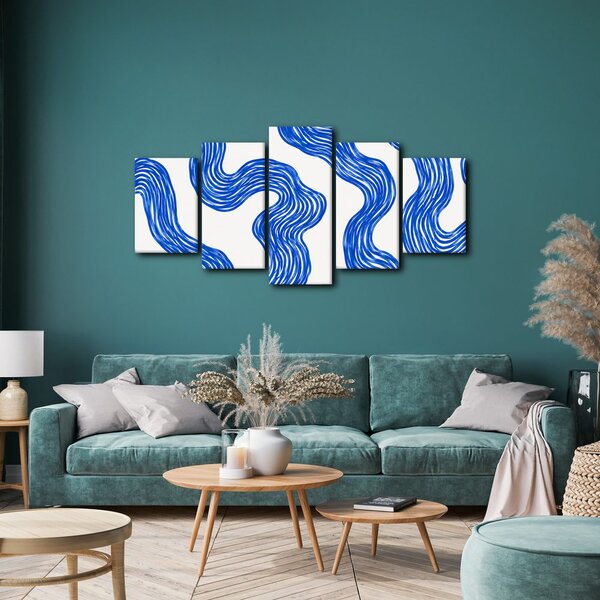 5 részes kép kék hullámzó vonalak