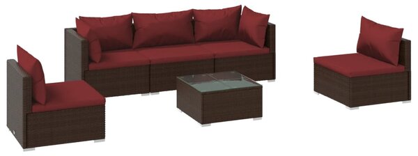 6 részes barna polyrattan kerti ülőgarnitúra párnákkal