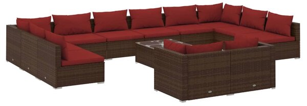 13 részes barna polyrattan kerti ülőgarnitúra párnákkal