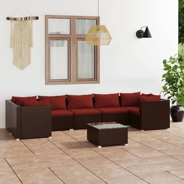 8 részes barna polyrattan kerti ülőgarnitúra párnákkal