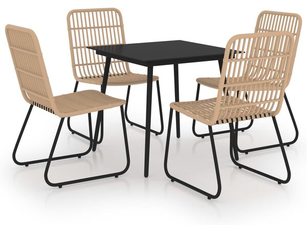 5 részes polyrattan és üveg kültéri étkezőgarnitúra