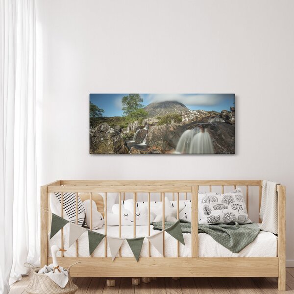 Vízesések és hegyek képe (120x50 cm)