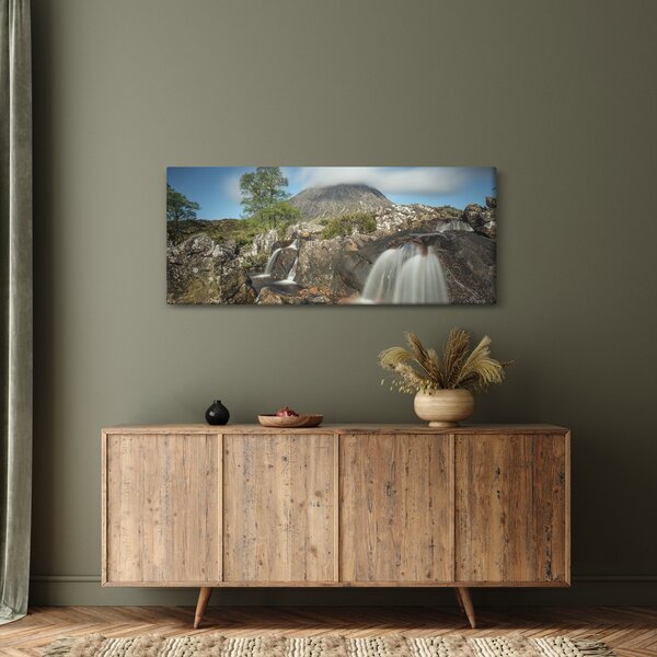 Vízesések és hegyek képe (120x50 cm)