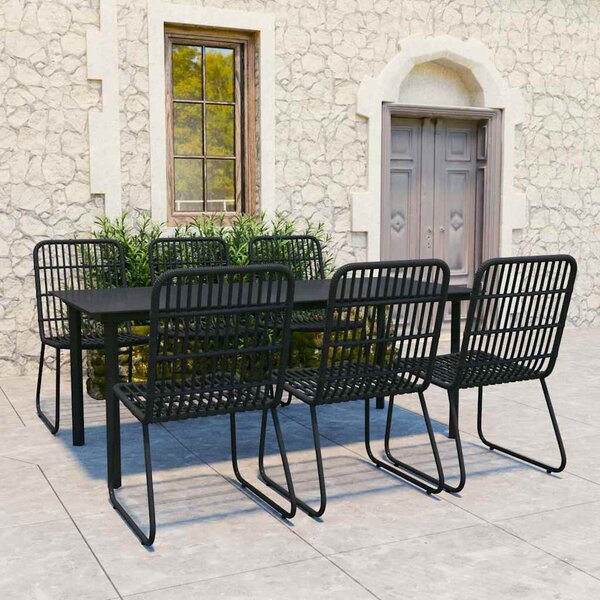 7 részes polyrattan és üveg kültéri étkezőgarnitúra