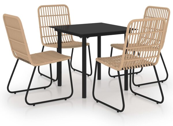 5 részes polyrattan és üveg kültéri étkezőgarnitúra