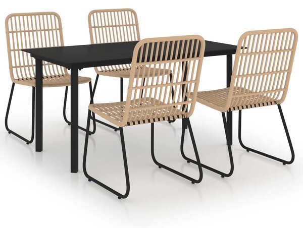5 részes polyrattan és üveg kültéri étkezőgarnitúra