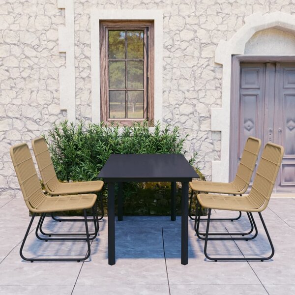5 részes polyrattan és üveg kültéri étkezőgarnitúra