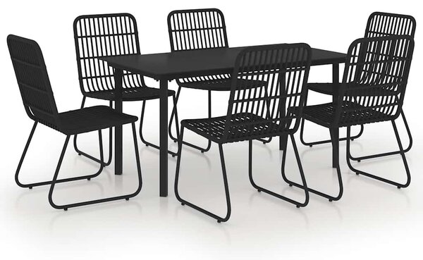 7 részes polyrattan és üveg kültéri étkezőgarnitúra