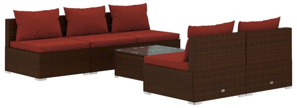 6 részes barna polyrattan kerti ülőgarnitúra párnákkal