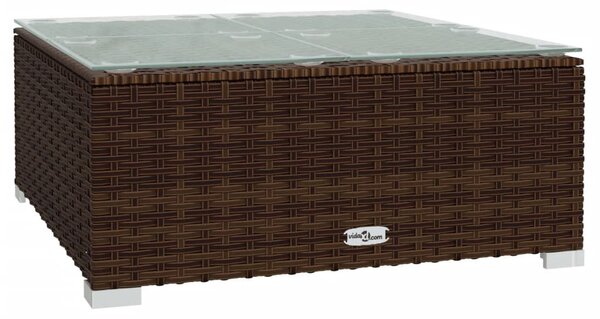 9 részes barna polyrattan kerti bútorszett párnákkal