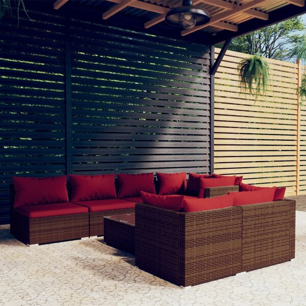 8 részes barna polyrattan kerti ülőgarnitúra párnákkal
