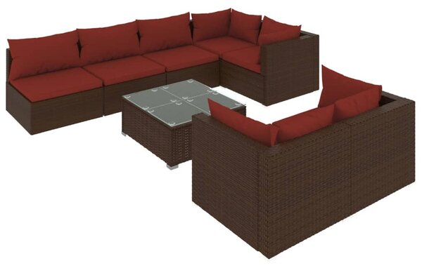 8 részes barna polyrattan kerti ülőgarnitúra párnákkal