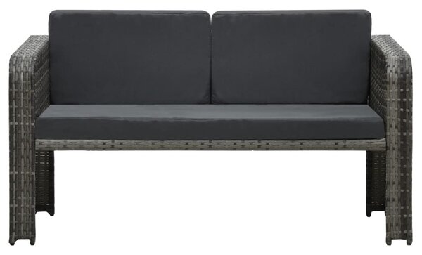 4 részes antracitszürke polyrattan kerti ülőgarnitúra párnákkal
