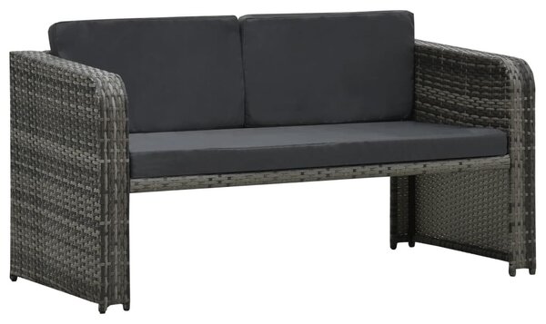 4 részes antracitszürke polyrattan kerti ülőgarnitúra párnákkal