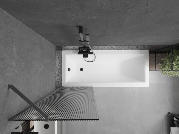 Mexen Next 1-szárnyú fürdőkád paraván 60 x 150 cm, csíkos, gun metal - 895-060-000-00-09-95