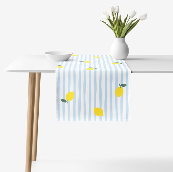 Goldea pamut asztali futó - friss citromok csíkokkal 35x140 cm