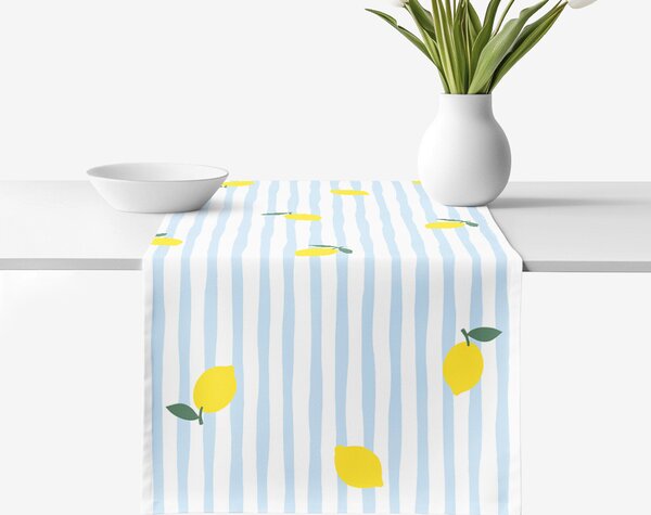Goldea pamut asztali futó - friss citromok csíkokkal 35x140 cm