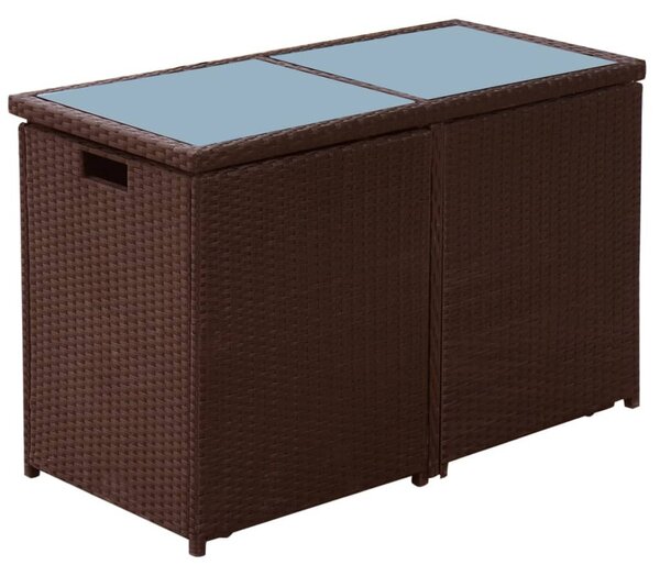 3 darabos barna polyrattan bisztrószett párnákkal