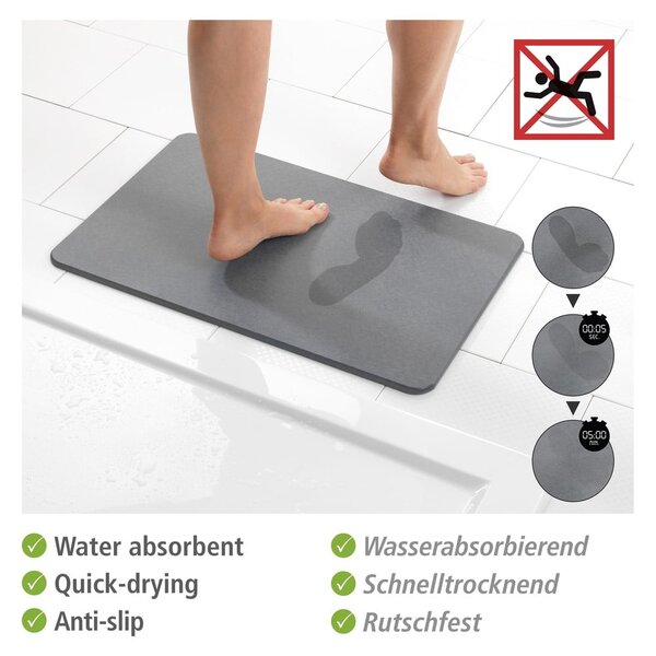 Szürke kovaföld fürdőszobai kilépő 39x60 cm Simi – Wenko