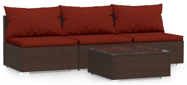 4 részes barna polyrattan kerti ülőgarnitúra párnákkal