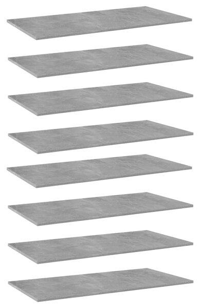 8 db betonszürke forgácslap könyvespolc lap 80 x 30 x 1,5 cm