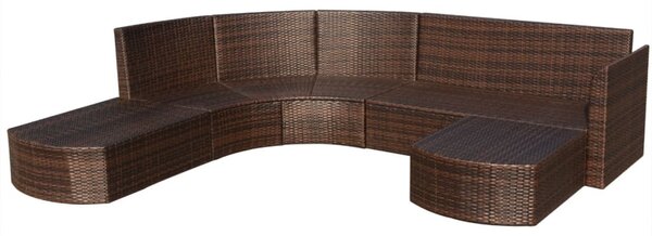 4-részes barna polyrattan kerti bútorszett párnákkal