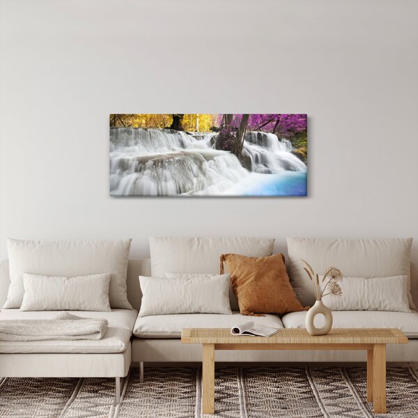 Egy kép Erawan vízeséséről az erdőben (120x50 cm)