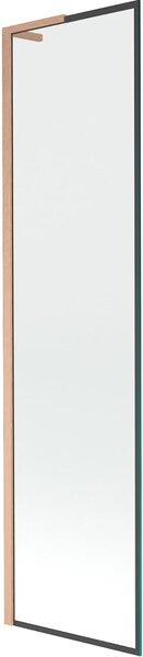 Mexen Next L egy paneles fürdőszobai paraván 50 x 150 cm, fekete keret, polírozott réz - 895-050-000-03-70-65